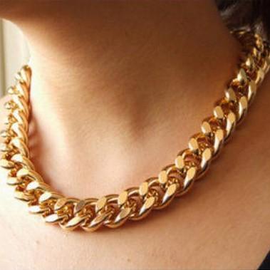 Fashion Jewelry Crystal Chunky Statement Chain..