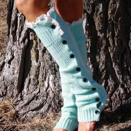 Women Soft Crochet Knitted Lace Trim Boot Cuffs..