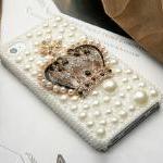 Handmade Bling Pearl And Alloy Crown Cell Phone..