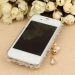 Iphone 4s 4g Bling Crystals Bag White Flower Hard..