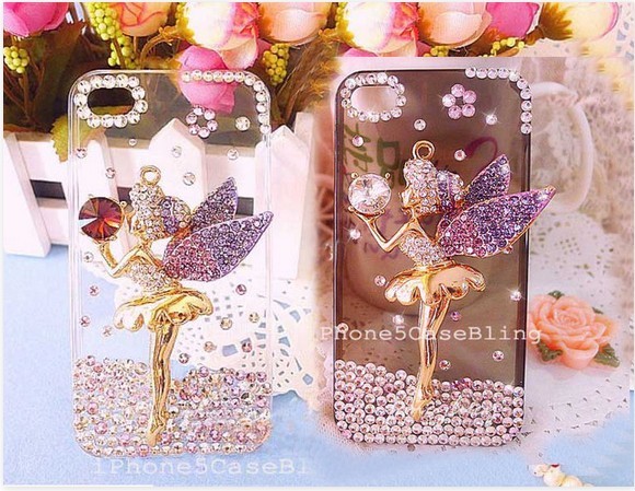 Iphone 5 Case, Iphone Case, Tinkerbell Iphone Case, Cute Iphone Case, Iphone Bling Case