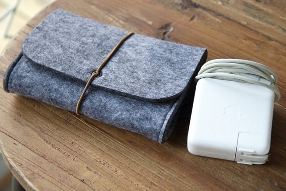 Felt Charger Holder Cable Holder Charger Case Usb Storage Bag Usb Bag Earrings Ring Container Gathering Pouch Charger Storage Dark Grey