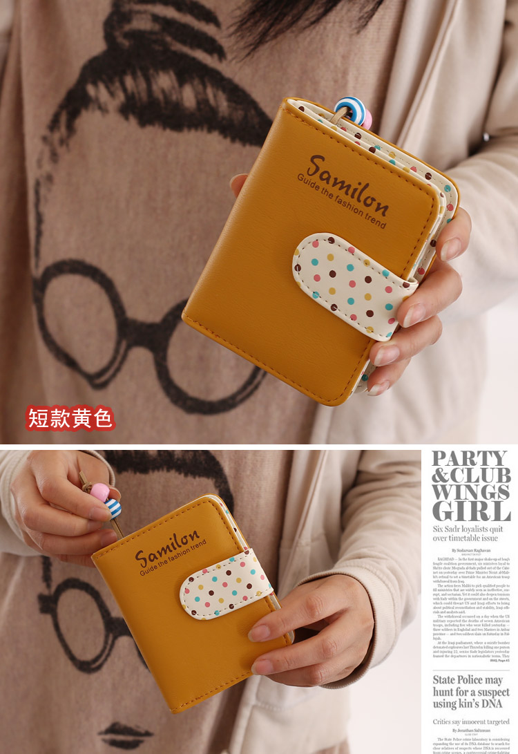 2015 Fashion Short Pu Leather Women Cute Purse Wallet Card Holders Handbag