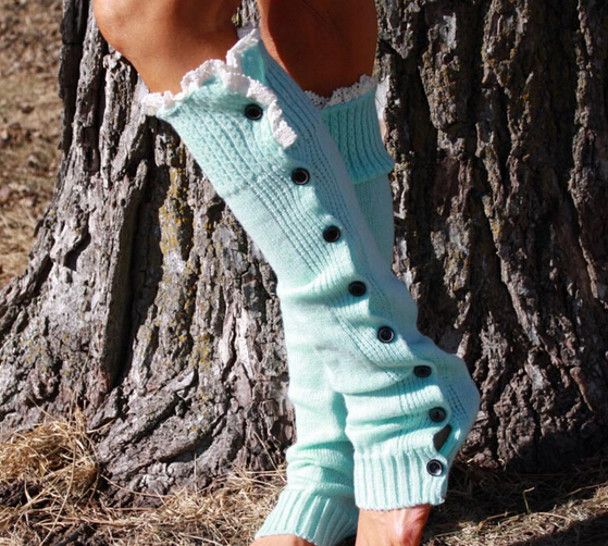 Women Soft Crochet Knitted Lace Trim Boot Cuffs Toppers Leg Warmers Winter Socks