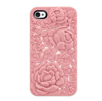 Unique Design Pink Rose Embossing Case For Iphone 4/4s