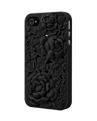 Unique Design Black Rose Embossing Case For Iphone 4/4s