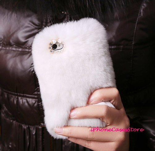 Iphone 5 Case Iphone 5 Cover Iphone 4s Case Luxury Fur Iphone 4 Case White Fur Warm Unique Furry Iphone Cover Rabbit Skin Iphone5 Iphone4