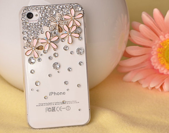 Iphone 5s Case, Handmade Iphone 4 Cases Iphone Cover Skin Iphone 4 Case - Flowers Crystal Iphone 5 Cases