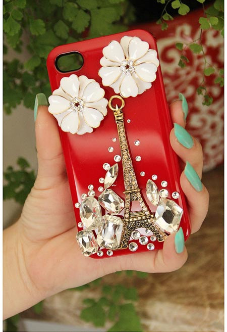 Flower With Eiffel Tower Cover Cell Phone Casefor Iphone 4 Or Iphone 4s