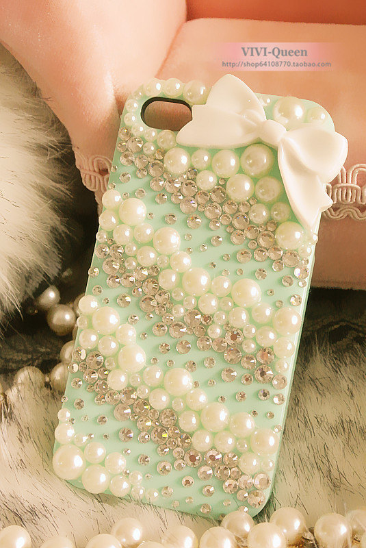 Bow Iphone Case Pearl Iphone 4/4s/5/5s/6/6plus/6s Case Crystal Iphonecustom Handmade Twill