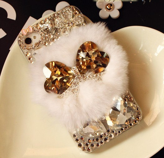 Warm Soft Fur Feather Crystal Iphone 4/4s/5/5s/6/plus/6s Case Iphone Cover Bling Case Gem