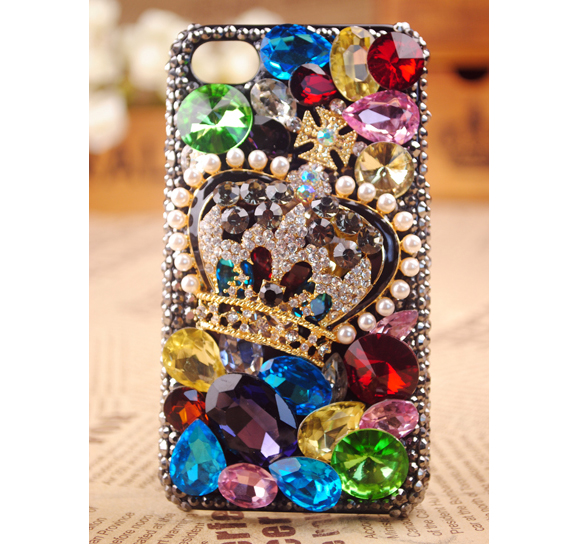 Iphone 4s 4g Case Crown Colorful Rhinestone Crystals Cover For Girls