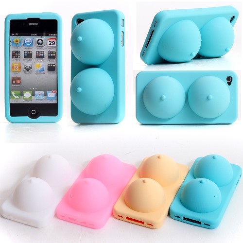 Art Fashion Breast Silicone Stand Case For Iphone 4/4s